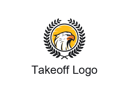 eagle face in circle with leaves