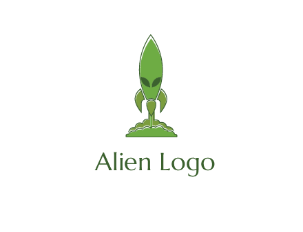 rocket with alien face and smoke