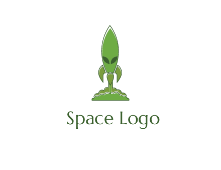 rocket with alien face and smoke