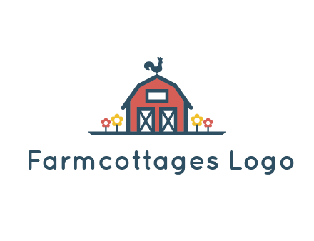 rooster on farmhouse with flowers