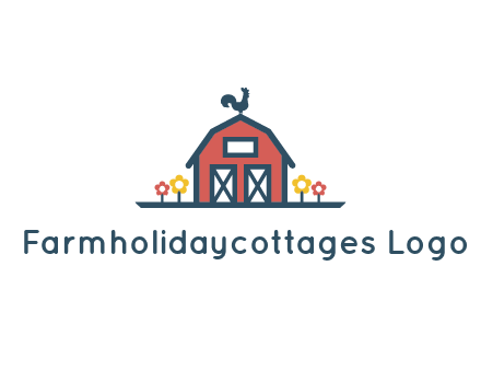 rooster on farmhouse with flowers