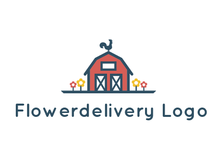 rooster on farmhouse with flowers