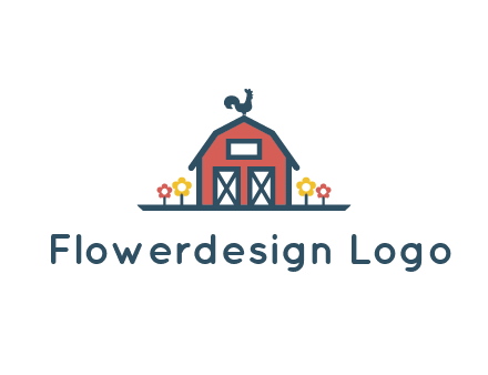 rooster on farmhouse with flowers