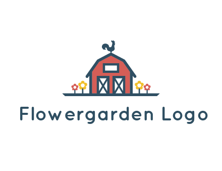 rooster on farmhouse with flowers