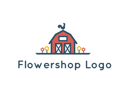 rooster on farmhouse with flowers