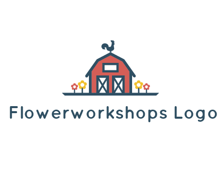 rooster on farmhouse with flowers