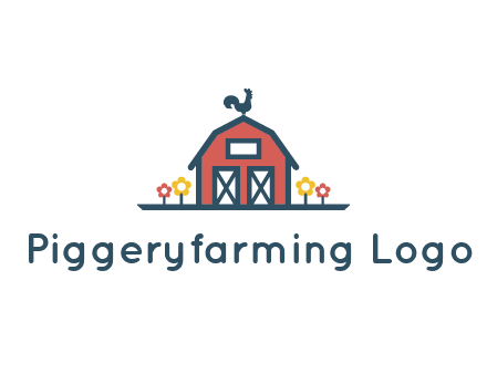 rooster on farmhouse with flowers