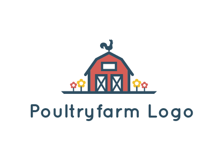 rooster on farmhouse with flowers