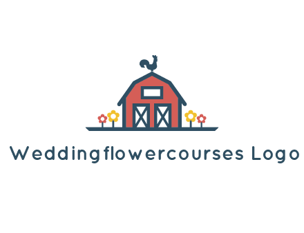 rooster on farmhouse with flowers