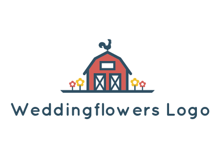 rooster on farmhouse with flowers