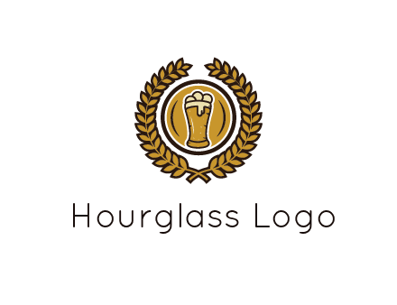 beer glass in circle with leaves