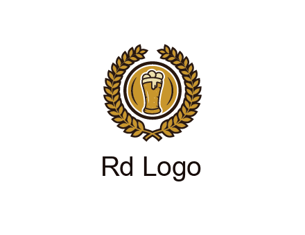 beer glass in circle with leaves
