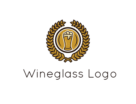 beer glass in circle with leaves