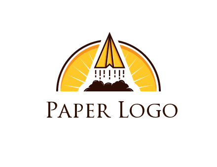 circle behind paper plane with smoke