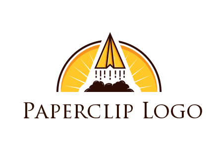 circle behind paper plane with smoke
