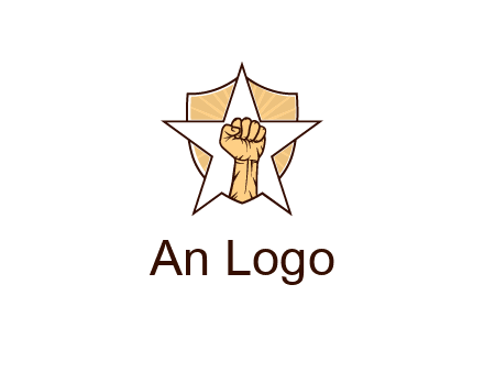 fist with star in shield