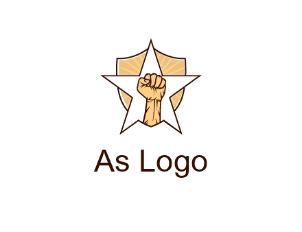 fist with star in shield