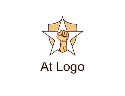 fist with star in shield