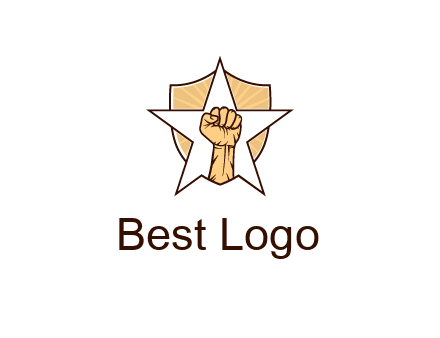 fist with star in shield