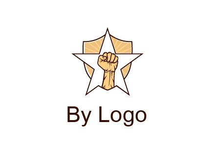 fist with star in shield