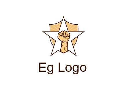 fist with star in shield