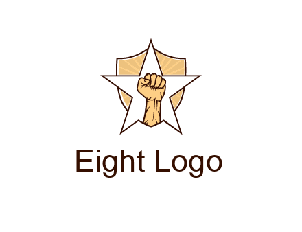 fist with star in shield
