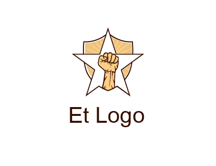 fist with star in shield