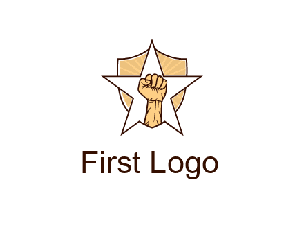 fist with star in shield