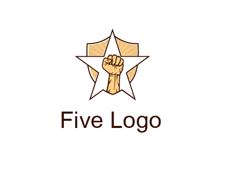 fist with star in shield