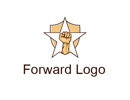 fist with star in shield
