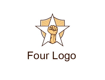 fist with star in shield