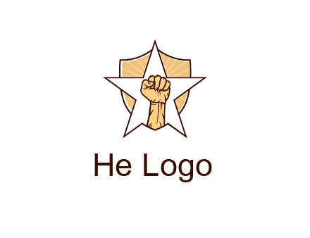 fist with star in shield
