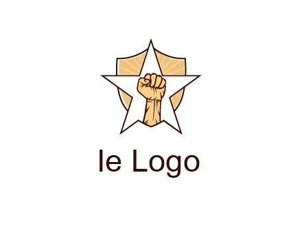 fist with star in shield