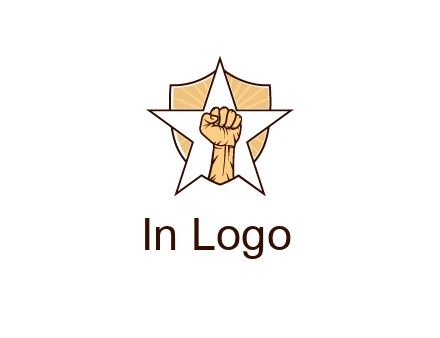 fist with star in shield