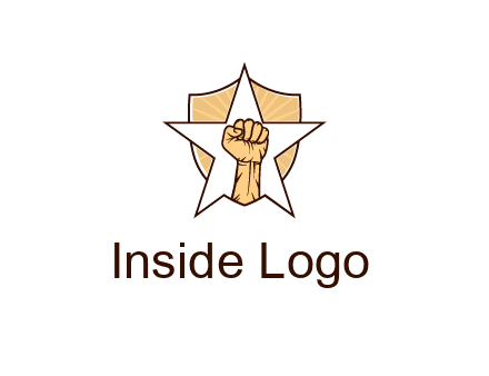 fist with star in shield