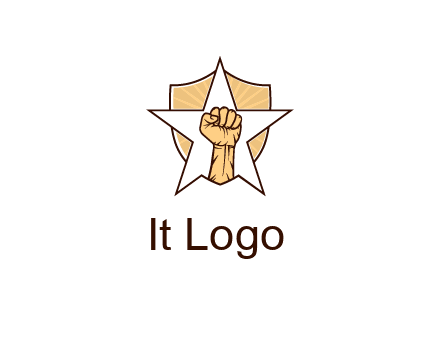 fist with star in shield
