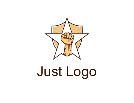 fist with star in shield
