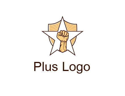 fist with star in shield