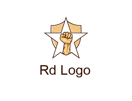 fist with star in shield