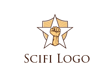 fist with star in shield