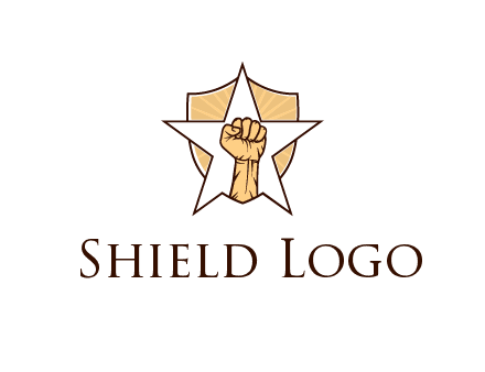 fist with star in shield