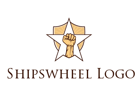 fist with star in shield