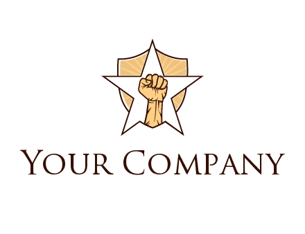 fist with star in shield