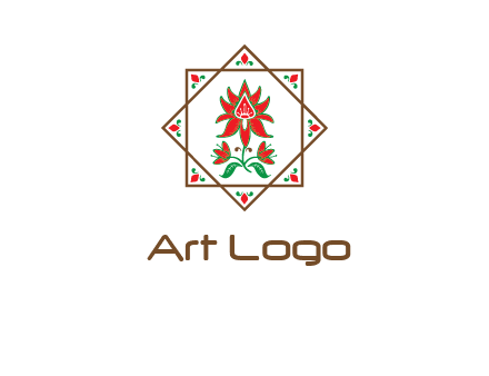 flowers in octagram illustration