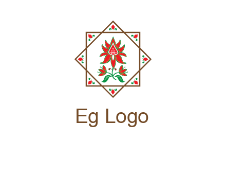 flowers in octagram illustration
