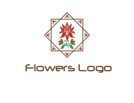 flowers in octagram illustration