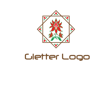 flowers in octagram illustration