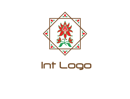 flowers in octagram illustration