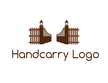 opening gate with lamps and fences