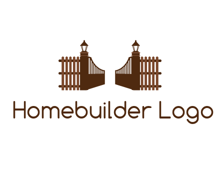 opening gate with lamps and fences